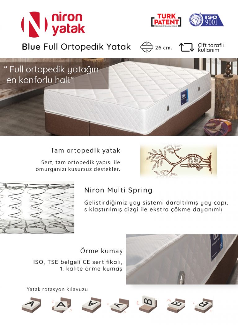 180×190 cm Blue Yatak Yatak Baza Başlık İzmir